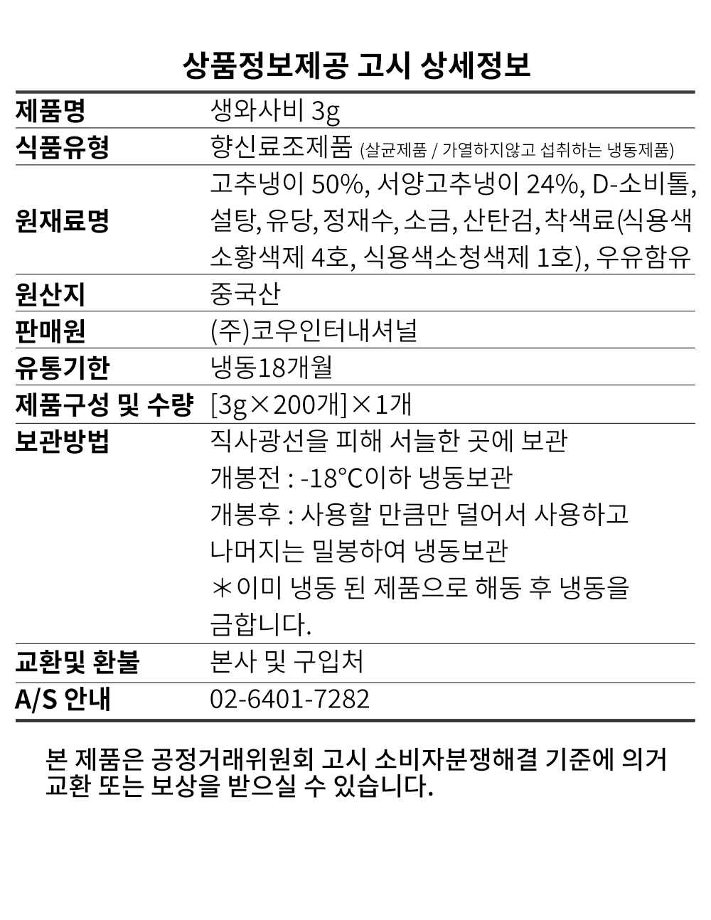 코우 미니생와사비3g