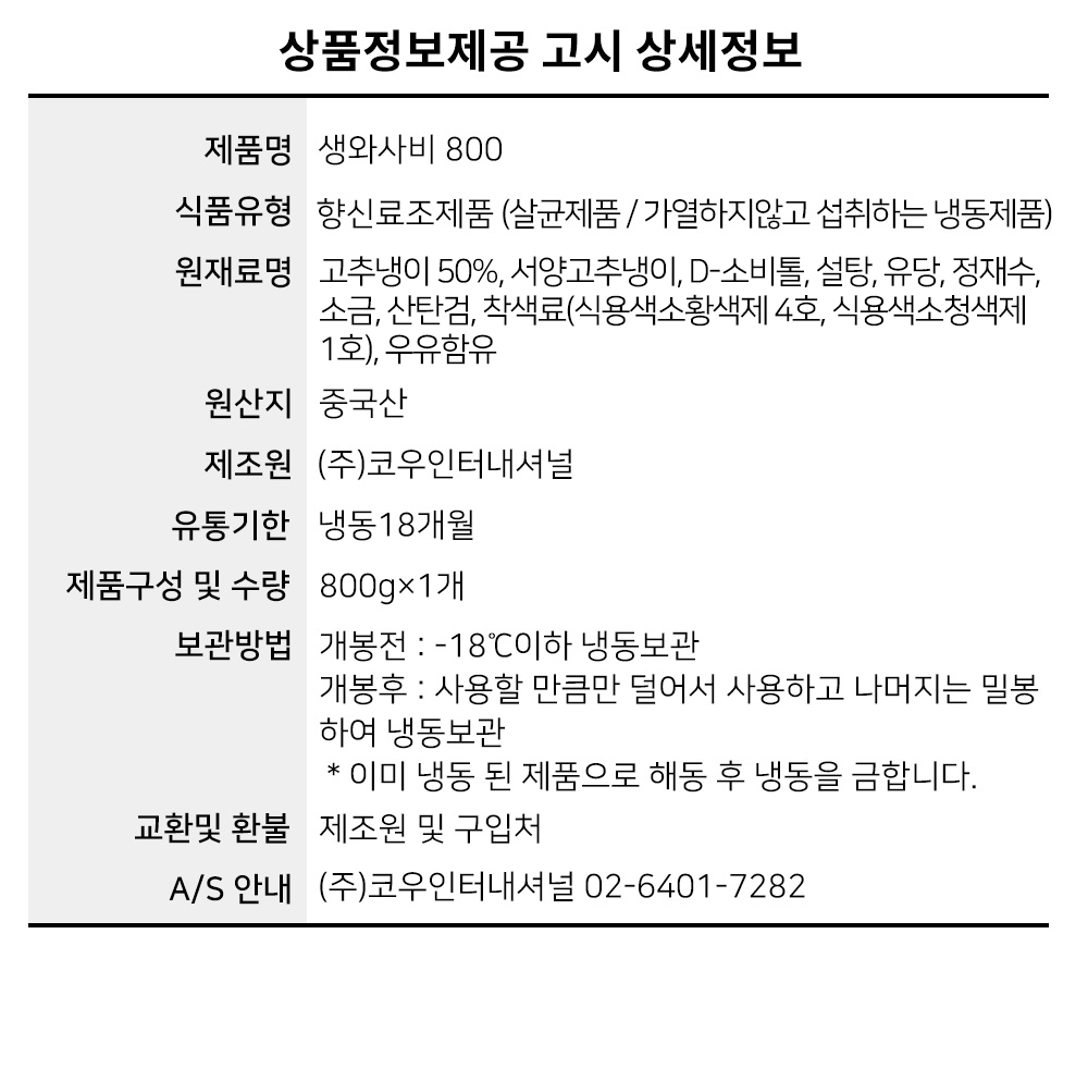 코우생와사비800g